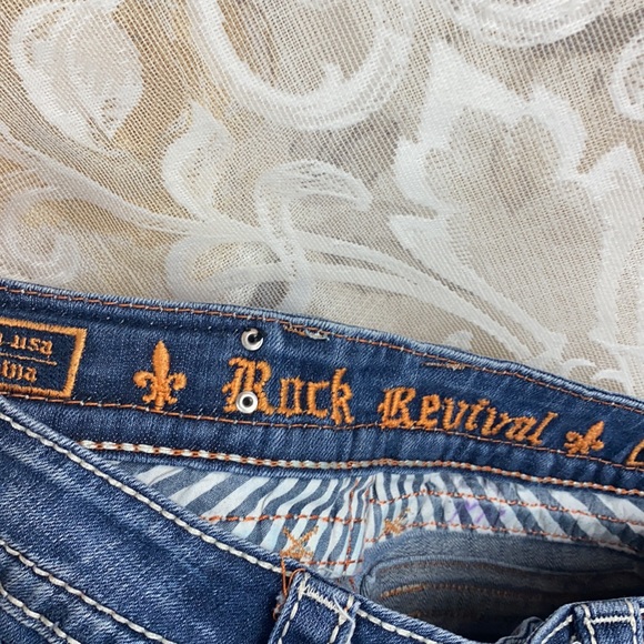 Rock Revival Scarlett Cut off Capri Cropped Cuffed Jeans medium wash distressed - Picture 13 of 16